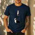 Inhale Exhale Yoga Boston Terrier Tshirt Men's Casual T-Shirt Navy