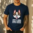 Just a Girl Who Loves Boston Terriers Men's Casual T-Shirt Navy