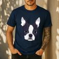 Kids Boston Terrier Dog For Women And Girls Men's Casual T-Shirt Navy