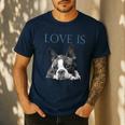 Love Is Boston Terrier Bostie Men's Casual T-Shirt Navy