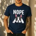 Nope Boston Terrier Puppy Dog Bostie Lover Men Women Girls Kids Men's Casual T-Shirt Navy