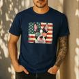 Patriotic Boston Terrier Dog Lover USA Flag 4th Of July For Men Women Kids Men's Casual T-Shirt Navy