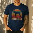 Retro Boston Terrier Dad Dog Owner Pet Bostie Father Men's Casual T-Shirt Navy