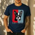Retro Boston Terrier Dog Lover Bostie Mom Dad Dog Owner Men's Casual T-Shirt Navy