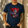 Super Power Superhero Boston Terrier Dog For Men Women Kids Men's Casual T-Shirt Navy