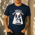 Today Is A Boston Terrier Day Cute Dog Lover Cartoon Men's Casual T-Shirt Navy