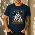 Ugly Sweater Christmas Tree Boston Terrier Dog Xmas Pajama Men's Casual T-Shirt Navy