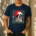 Ugly Xmas Sweater Santa Boston Terrier Dog Christmas For Men Women Kids Men's Casual T-Shirt Navy