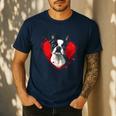 Valentine's Day Boston Terrier Dog Men's Casual T-Shirt Navy