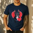 Valentine's Day Boston Terrier Men's Casual T-Shirt Navy