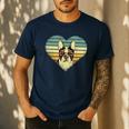 Vintage American Boston Terrier Lovers Valentine's Day Men's Casual T-Shirt Navy