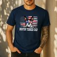 Vintage Boston Terrier Dad American Flag Father's Day Men's Casual T-Shirt Navy
