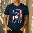 Vintage Boston Terrier Dog American USA US Flag Pets Lovers Tank Top Men's Casual T-Shirt Navy