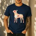Vintage Floral Boston Terrier For Dog Lover Men's Casual T-Shirt Navy