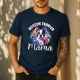 Watercolor Floral Boston Terrier Mama Dog Lover Mother's Day For Men Women Girls Kids Men's Casual T-Shirt Navy