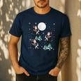 Xmas Tree Santa Riding Boston Terrier Christmas Men's Casual T-Shirt Navy
