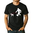 Bigfoot Walking With Bull Terrier Dog Men's Casual T-Shirt Black