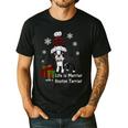 Boston Terrier Christmas T Shirt-Life Is Merrier Premium Tri-Blend Men's Casual T-Shirt Black