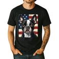Boston Terrier Dog American Flag 4th Of July Patriotic Puppy Men's Casual T-Shirt Black