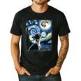 Boston Terrier Dog Art Van Gogh Starry Night Boston Terrier Men's Casual T-Shirt Black