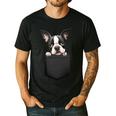 Boston Terrier Dog Puppy Dog In Pocket Cute Pet Lover Men's Casual T-Shirt Black