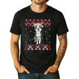 Boston Terrier Dog Santa Hat Men Kids Ugly Christmas Light Men's Casual T-Shirt Black