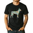 Boston Terrier Flower Silhouette Floral Dog Men Women Girls Kids Men's Casual T-Shirt Black