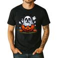 Boston Terrier Ghost Boo Halloween Kids Men's Casual T-Shirt Black