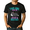 Boston Terrier This Girl Runs On Jesus And Boston Terriers Men's Casual T-Shirt Black