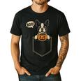 Boston Terrier Halloween Cute Bostie Dog Pocket Boo Men's Casual T-Shirt Black