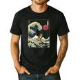 Boston Terrier Japanese Kanagawa Wave Surf Dog Men's Casual T-Shirt Black