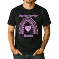 Boston Terrier Mama Cute Rainbow Paw Heart Shape Men's Casual T-Shirt Black