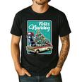 Boston Terrier Merry Christmas Tree Truck Dog X-Mas Men's Casual T-Shirt Black