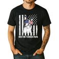 Boston Terrier Papa Cool Dog Lover USA American Flag Men Women Men's Casual T-Shirt Black