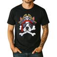 Boston Terrier Pirate T Shirt Jolly Roger Crossbones Skull Men's Casual T-Shirt Black