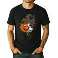 Boston Terrier Pumpkin Jack O Lantern Halloween Men's Casual T-Shirt Black