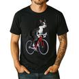 Boston Terrier Riding Bicycle Cute Bostie Biker Raglan Baseball Tee Men's Casual T-Shirt Black