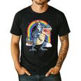 Boston Terrier Riding Dinosaur T-Rex Boys Kids Rainbow Men's Casual T-Shirt Black