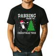 Boston Terrier Santa Hat Dabbing Around The Christmas Tree Men's Casual T-Shirt Black