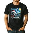 Boston Terrier Santa Starry Night Van Gogh Christmas Dog Men Women Kids Men's Casual T-Shirt Black