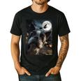 Boston Terrier Selfie Full Moon Flying Witch Halloween Dog Men's Casual T-Shirt Black