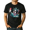 Boston Terrier Selfie Statue Of Liberty 4th Of July American Men's Casual T-Shirt Black