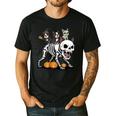 Boston Terrier Skeleton Mummy Witch Halloween Men's Casual T-Shirt Black