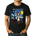 Boston Terrier Starry Night Van Gogh Art Men's Casual T-Shirt Black