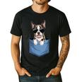 Cute Pocket Boston Terrier Lover Dog Mom Men's Casual T-Shirt Black