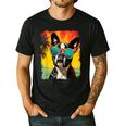 Dog Boston Terrier Hawaiian Men's Casual T-Shirt Black