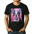 Dog Pink Boston Terrier Men's Casual T-Shirt Black