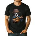 Guitar Shirt Boston Terrier Dog Playing Acoustic Guitar Men's Casual T-Shirt Black