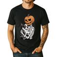 Halloween Skeleton Boston Terrier Men's Casual T-Shirt Black