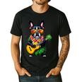 Hawaiian Boston Terrier & Pineapple Ukulele Summer Vacation Men's Casual T-Shirt Black